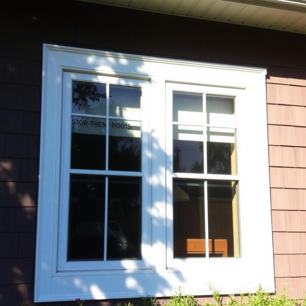 White double-hung vinyl windows